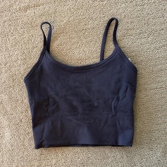 Athleta Charcoal Ribbed Crop Top XXS - Picture 1 of 4